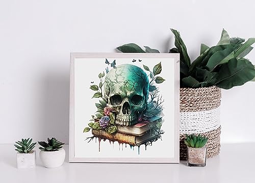 Moohue Stamped Cross Stitch Kits for Adults Clearance Skull 14CT Pre Printed Cross Stitch Kits for Beginners (Skull 3) - color: Skull 3
