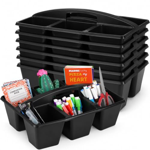 6 Pack Classroom Caddy with Handle, 6 Compartment (Black) - color: Black