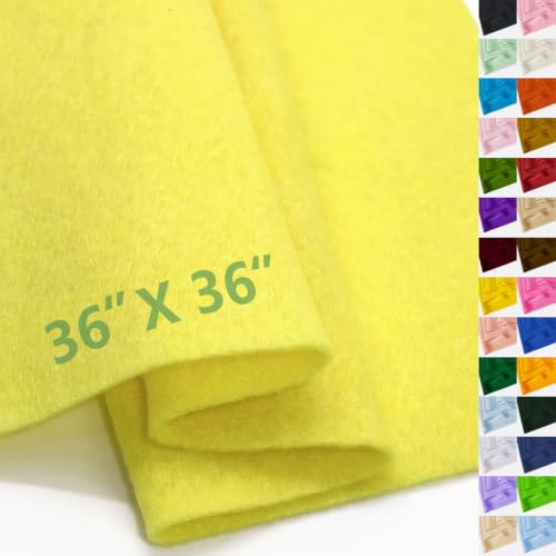 Lemon Yellow Felt Fabric 36" X 36" 1.6mm Thick Soft Square Felt Sheet - color: Lemon Yellow