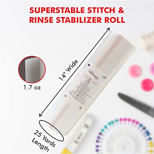 Superpunch Stitch and Rinse Tear Away Stabilizer, 1.7 oz, 14 in x 25 yd - size: 14" x 25 yards roll