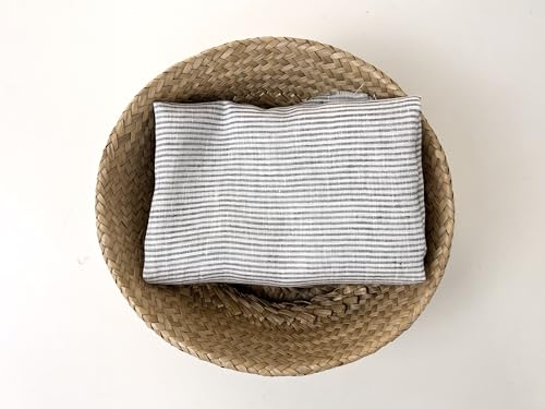 100% Linen Fabric – Lightweight Prewashed – Horizontal Stripe Patterns – Precut Style – Soft & Breathable – 52” Width – by The Linen Lab (Light Khaki 4768, 1 Yard pre Cut) - color: Light Khaki 4768, size: 1 yard pre cut