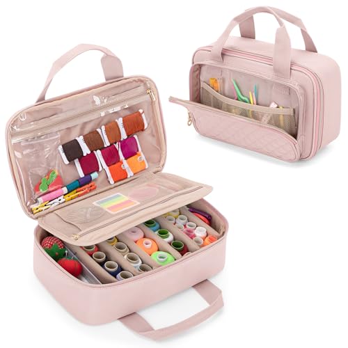 Teamoy Puffer Sewing Organizer Bag, Sewing Supplies Organizer, Pink
