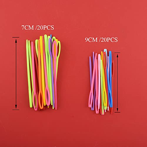 Hahiyo Colorful Yarn Darning Tapestry Sewing Needles Safety Weave Crochet No Poke Big Eye Smooth Get Yarn in Bright Visible Easy Find Close Off Ends Not Snag Not Leave Big Hole Fade Plastic 2 Sizes - size: Colorful-2.76 "/3.54 "-40Pieces