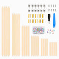24 Pcs Needlepoint Stretcher Bars for Needlework, 6 Sizes Wooden Canvas Stretcher Bars with Thumb Tacks, Tack Puller Tool & Hanging Hardware, Adjustable Cross Stitch Embroidery Frame Kit, 6" to 16"