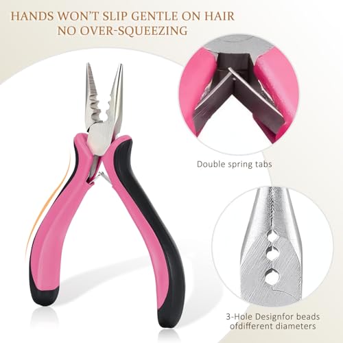 JIAMEISI Hair Extension Tool Kit, 500 Micro Rings 5 Clips - color: 5 Colors