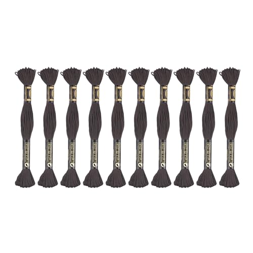 12 Skeins Embroidery Cotton Floss of 9yds for DIY Embroidery, Dark Coffe - color: Dark Coffe