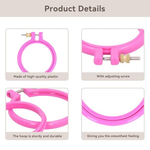 Plastic Embroidery Hoop, 3PCS 3 Inch Small Cross Stitch Hoop Adjustable Embroidery Ring Hoop Round Sewing Circle Ring for Art Craft Sewing - size: 3in