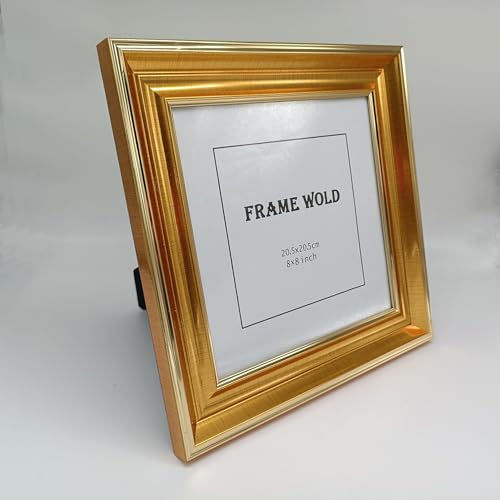 8x8 Gold Picture Frame, Real Glass, MDF, Black Backing, Wall/Tabletop - color: Gold, size: 8x8