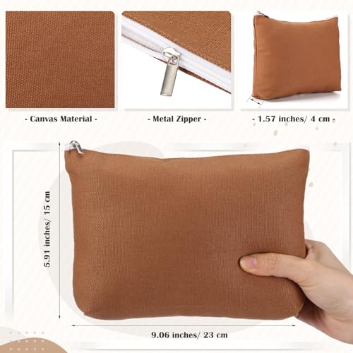 Reginary 10 Pcs Canvas Makeup Bags Bulk Blank Cosmetic Bags,Neutral Color - color: Neutral