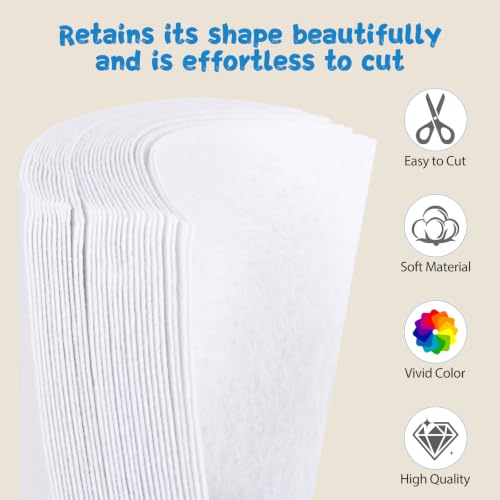 12x8 Inch 66Pcs White Felt Sheets, Craft Supplies, - color: White-66pcs