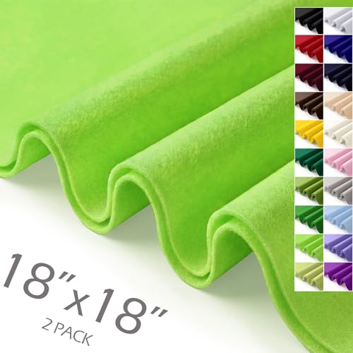 Apple Green Felt Fabric Sheets 18" x 18" (2 Pack) 1.6mm Soft Craft Felt - color: Apple Green