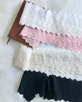 5 Yards 4.2" Cotton Pleated Eyelet Lace Trim for Sewing (White) - color: white