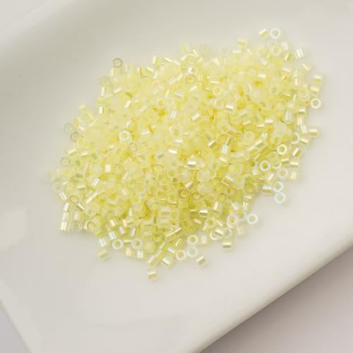 John Bead 25g Cylin Beads Yellow Glow in Dark AB 11/0 Glass Cylindrical Seed Beads for Jewelry Bracelets Necklaces Earrings Making Embroidery - color: Yellow Glow in Dark AB
