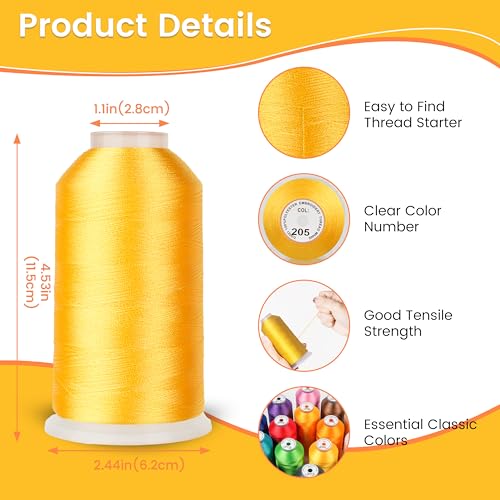 New brothread 15 Colors Huge Spools Polyester Embroidery Machine Thread - color: 15 Colors