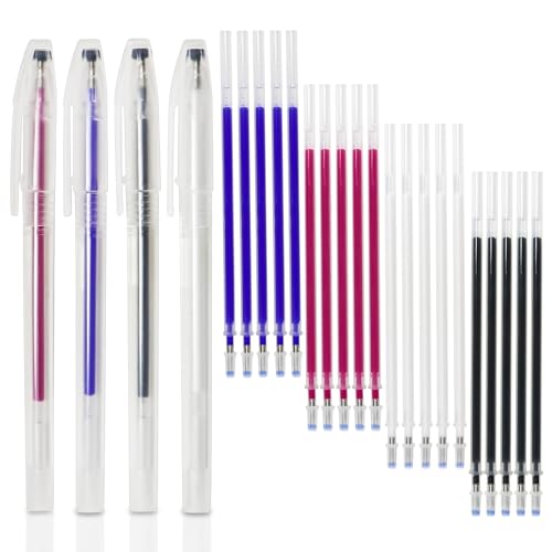 20 Pcs Heat Erasable Pens for Fabric 4 Colors Heat Erasable Fabric Marking Pens for Sewing Quilting Embroidery Dressmaking