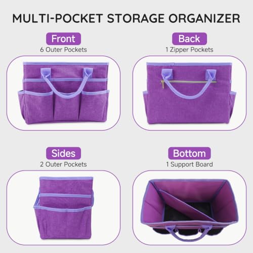 Art Supply Organizer Bag,Craft Organizer Tote Bag for Art Supplies - color: Purple