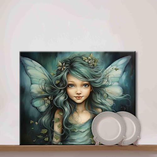 Girl Angel DIY Paint by Numbers for Adults Beautiful Girl with Blue Wings DIY Digital Oil Painting Acrylic Paint Flowers Painting Kits Canvas With Acrylic Paint Room Decor 16x20 Inch (DIY Frame) - color: Angel-06, size: 16''Wx20''H(DIY Frame)