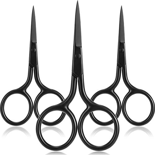 Mudder 3 Pack Small Eyebrow Nose Scissor Stainless Steel Scissor, Black - color: Black