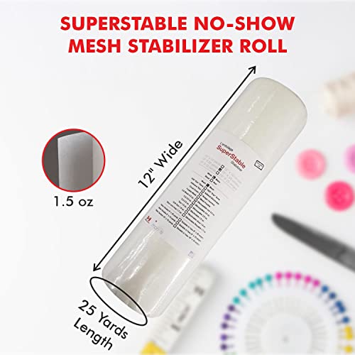 Superpunch No Show Mesh Stabilizer, 1.5 oz, White, 12 in x 25 yd - color: White, size: 12 inch x 25 yard roll