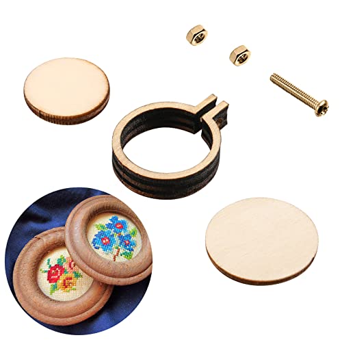 Jetec 60 Pieces 1 Inch Mini Embroidery Hoops Wooden Cross Stitch Hoops