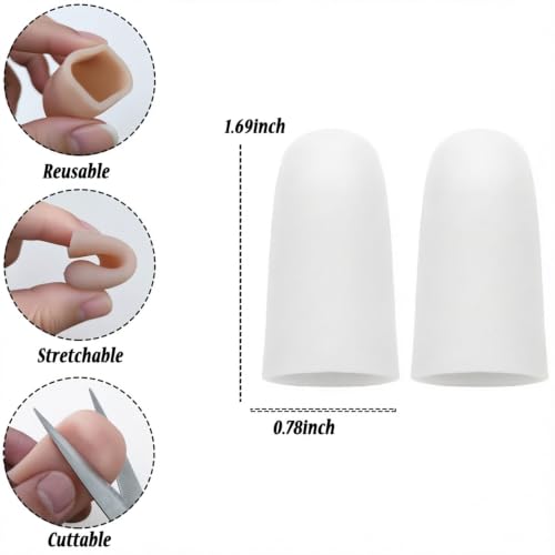 14pcs Gel Finger Protectors Finger Cots Silicone Fingertips Protection - color: White