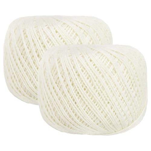 MECCANIXITY Crochet Thread Pearl Cotton Size 3 Cream White 2 Rolls - color: Cream White