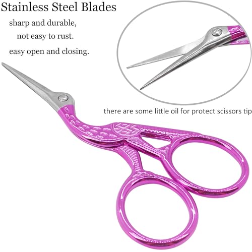 BIHRTC 3.6" Little Bird Scissors with Artificial Leather Cover for Crafts - color: Rose, size: 3.6inch