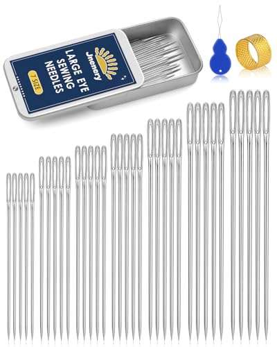 JNENERY Large Eye Sewing Needles 7Sizes Stainless Steel Needles Hand Sewing - size: 7 Size-35pcs