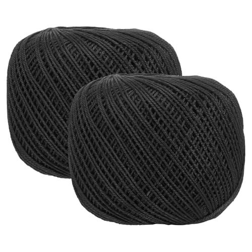 MECCANIXITY Crochet Thread Pearl Cotton Size 3 Black 2 Rolls 164 Yards for Crocheting Tatting Knitting Embroidery Sewing - color: Black