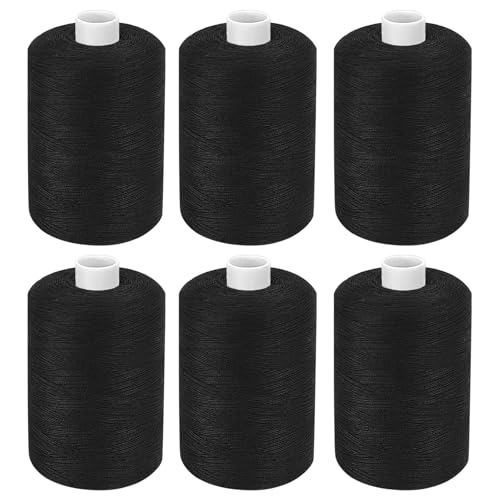 Black Thread for Sewing, 6 Spools of 1000 Yards Polyester Quilting Thread - color: Black