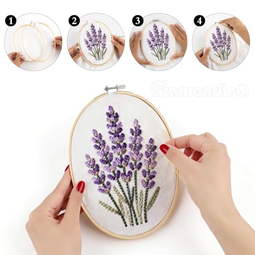 Framendino, 3 Pack 3 Sizes Oval Embroidery Hoops Bamboo Circle Cross Stitch Hoop Ring Frames for Sewing DIY Craft