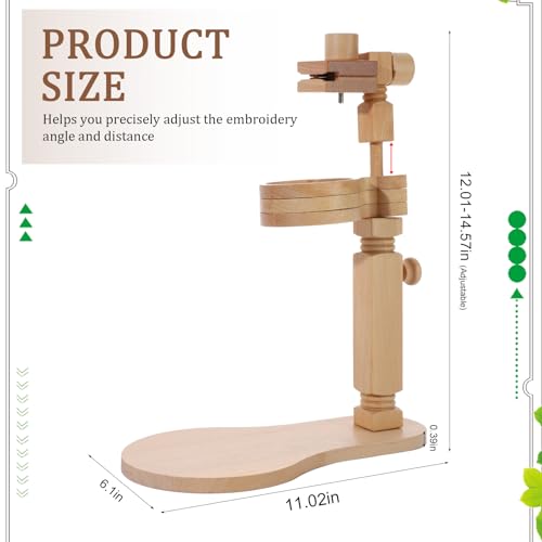 SUKUTU Adjustable Embroidery Hoop Stand Beech Wood Rotated Cross Stitch Stand with 3pcs Bowls Embroidery Frame Stand for Needlework Projects