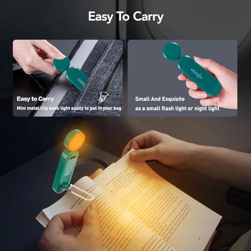 VAVOFO USB Rechargeable Book Light, Bookmark Clip on LED Reading Light - color: Dark Green