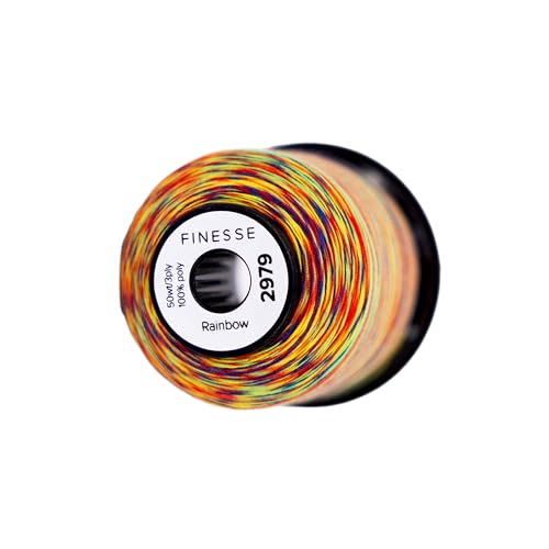 Finesse Variegated Thread | 100% Polyester, 3ply, 50wt | 1100yds Stackable Thread Cones for Quilting and Sewing… (Rainbow) - color: Rainbow