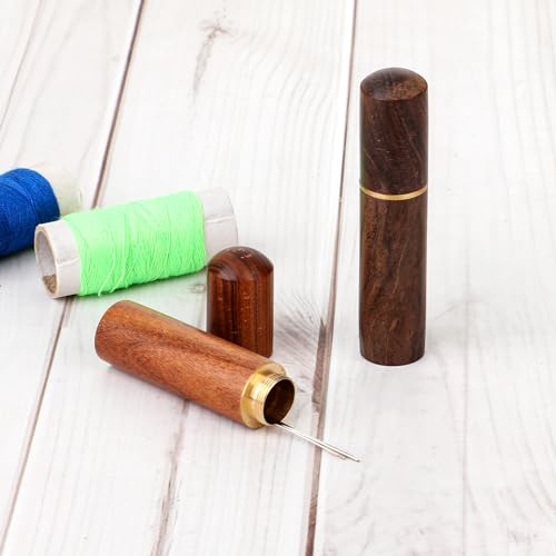 Styquenzer 2 Pcs Needle Case Portable Wooden Sewing Box Sewing Needles Holder Versatile Sewing Storage Case Needle Tube Keeper Container for Storage Embroidery Needle Toothpick Bead