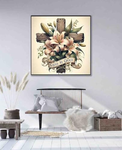 DYAIANGMU Flower Stamped Cross Stitch Kit for Adults 13.7x13.7 inches - color: red-84