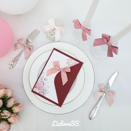 6 Colors Pre-Tied Dusty Rose Satin Ribbon Bows for Crafts 3 Inch - color: Dusty Rose 6 Colors