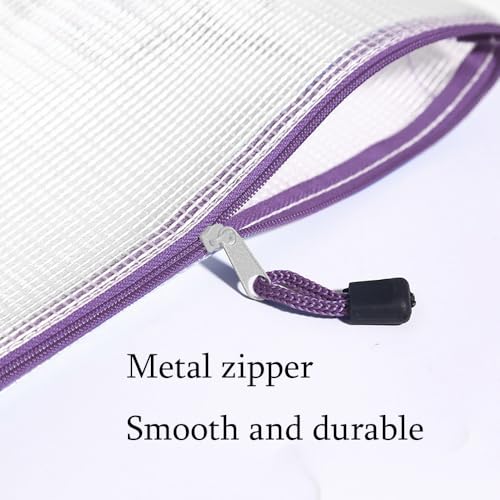 Mesh Zipper Pouch Bag,A3 Zipper Bag for Organizing Storage, Waterproof Zipper Pouch,17" x 12"/44cm x 32cm, File Bag for School and Office Supplies (Purple) - color: Purple