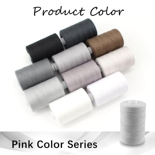 Sewing Thread 10 Color Sewing Industrial Purpose 1000 Yards Per Spool 40S/2 Polyester for DIY Sewing Machine,Embroidery Machine,Hand Sewing (Grey) - color: Grey