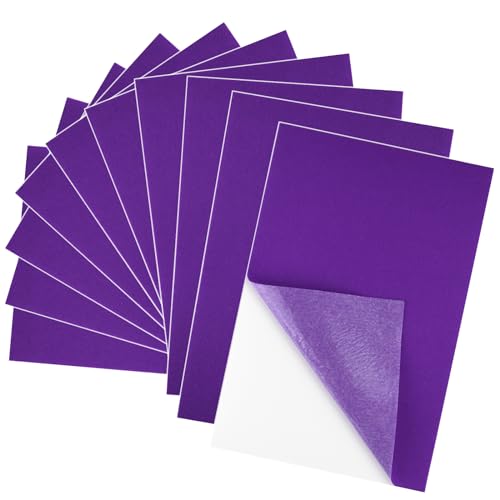 10PCS Purple Self Adhesive Felt Fabric Sheets Sticky Felt Sheets for Craft Supplies Art Home Making（8.3" x 11.8"/20 x 30cm） - color: Purple