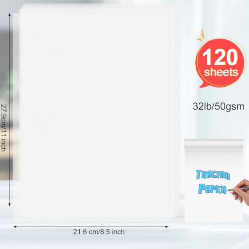 120 Sheets Tracing Paper for Drawing, 8.5”x 11” Trace Paper, Translucent Vellum Paper Tracing Paper Pad, Tracing Pad for Sketching, Preliminary Drawing, Overlaying Images Tracing (Pack of 2) - size: 8.5”x 11”（120 Sheets） (Pack of 2)