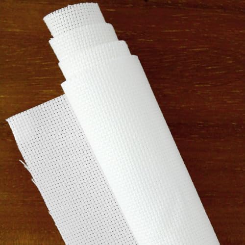 Essentials By Leisure Arts Aida Cloth, 14 Count, White, Cross Stitch Fabric, Embroidery Fabric, Cross Stitch Supplies for Crafting, Stitching, and Sewing Projects 15X18 - color: White