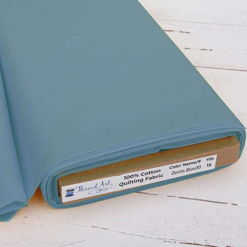 Threadart Denim Blue Cotton Quilting Fabric - 3 Yard Cut - color: Denim Blue, size: 3 YARDS
