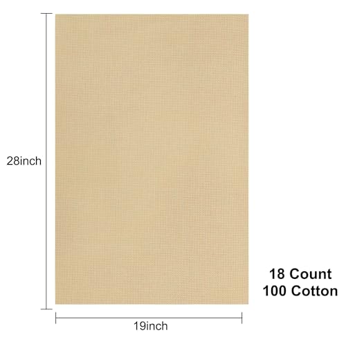 Aida Cloth 18 Count Cross Stitch Fabric,19×28inch (18CT,Khaki) - color: Khaki, size: 18CT