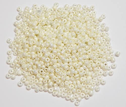 Perlin Glass Seed Beads 3mm 8/0 Round Mini Small Pony Beads 3300pcs for Making Earrings Bracelets Pendants Waist Jewelry DIY Handmade Opaque Color Kit (Beige) - color: Beige