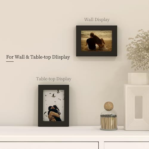 Egofine 3.5x5 Picture Frame Made of Solid Wood with Plexiglass, for Tabletop and Wall Mounting Photo Frame, Black - color: Black, size: 3.5x5