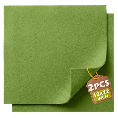 Sage Green Soft Felt Sheets for Crafts, 12" x 12", 1.6mm Thick, 2 Pcs - color: Sage Green