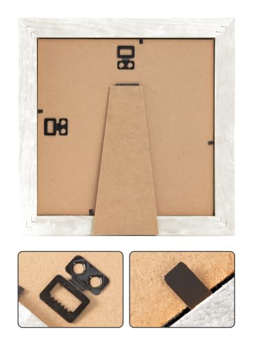WOOD SIDE ORBIS Rustic Wooden Square Picture Frames 8x8, White, Set of 2 - color: White