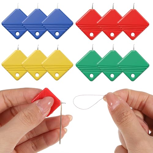 12 Pack Threaders for Sewing Easy Threading Tool Automatic Hand Sewings Needle Threader Plastic Wire Hook Simple Threaders for Hand Sewings Embroidery Floss Cross-Stitch Sewing Machine