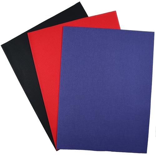KCS 3 pc of 12" x 18"(30cmx45cm) 18CT Counted Cotton Aida Cloth Cross Stitch Fabric (Red+Royal Blue+Black) - color: Red+royal Blue+black